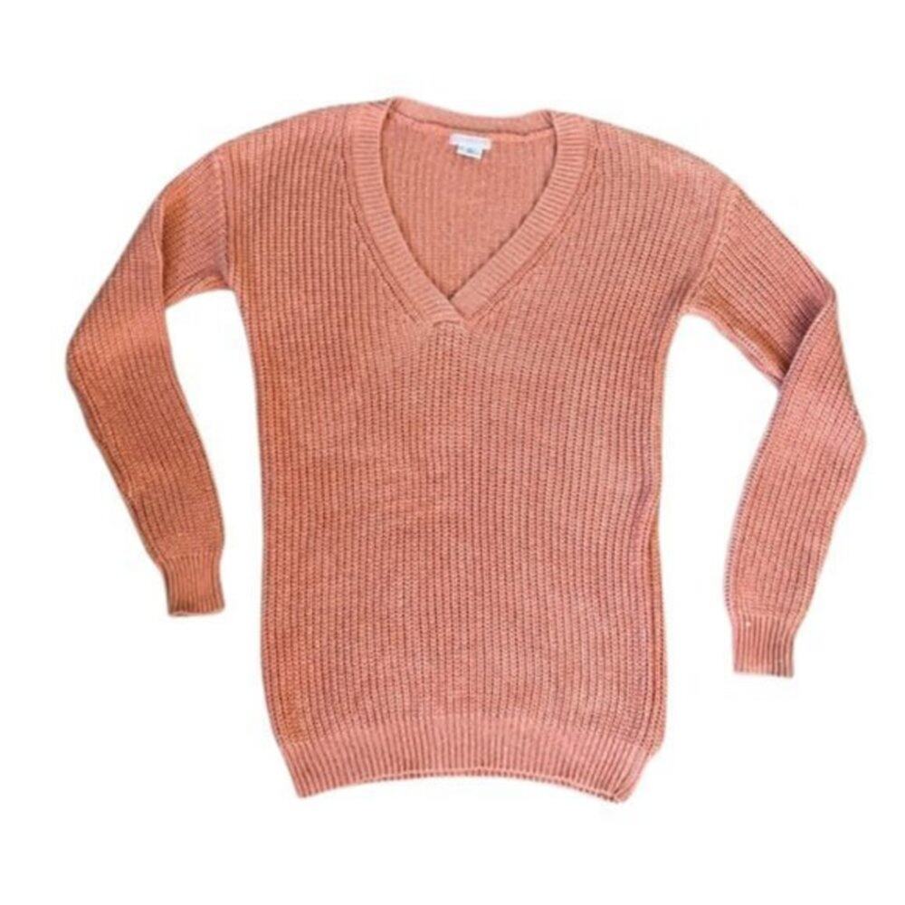 Cooperative Peach Oversized V-neck Sweater - Small